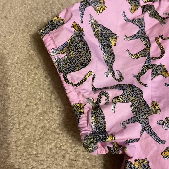 J. Crew Ratti Cheetah Print Safari Blouse Pink Open V Neck 100% Cotton Women’s L - Picture 9 of 14